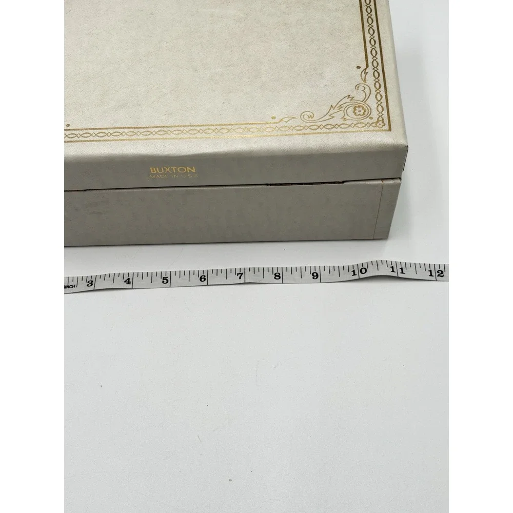Vintage Buxton Jewelry Box w Key Ivory Red Velvet 2 Tier MCM USA Vanity